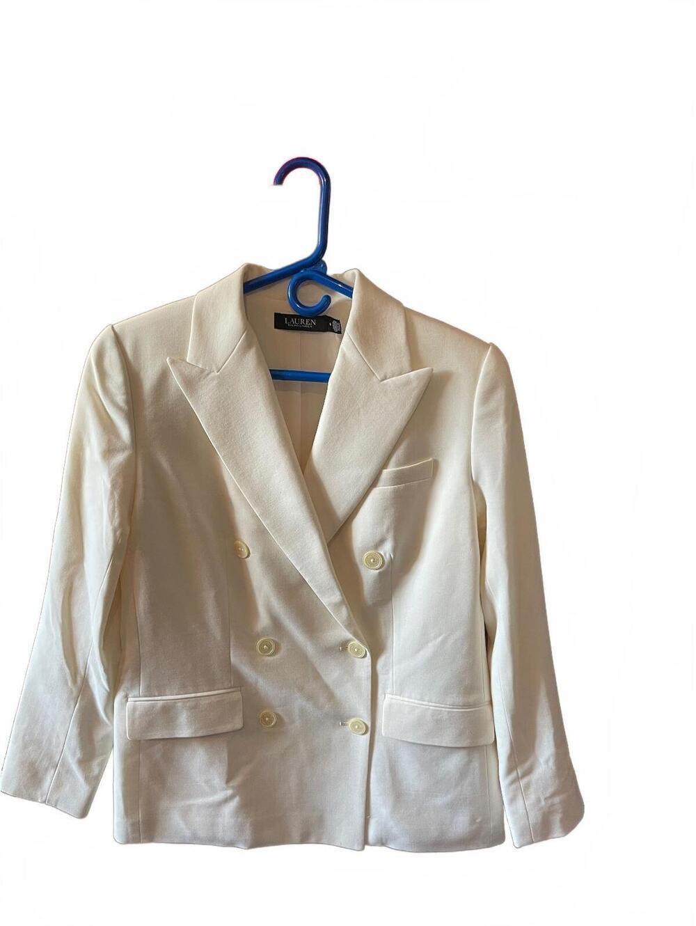 Lauren Ralph Lauren Women's Cream Wool Blend Blazer Size 6